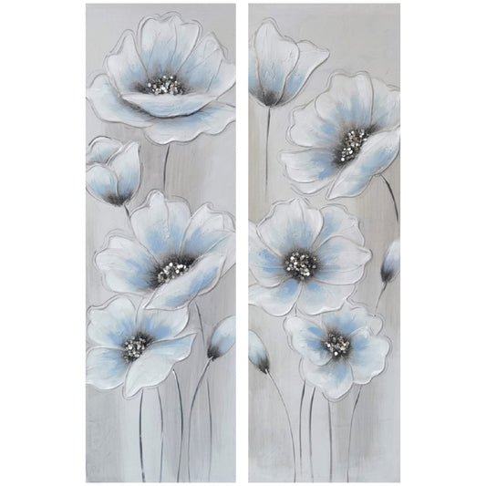 RUGOSA ROSES HAND PAINTED CANVAS PANEL - SIZE: 12" x 36"