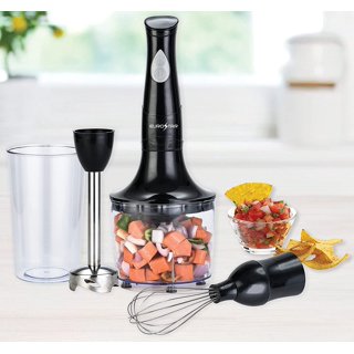 2-Speed Hand Blender with Food Chopper & Whisk Attachments Black