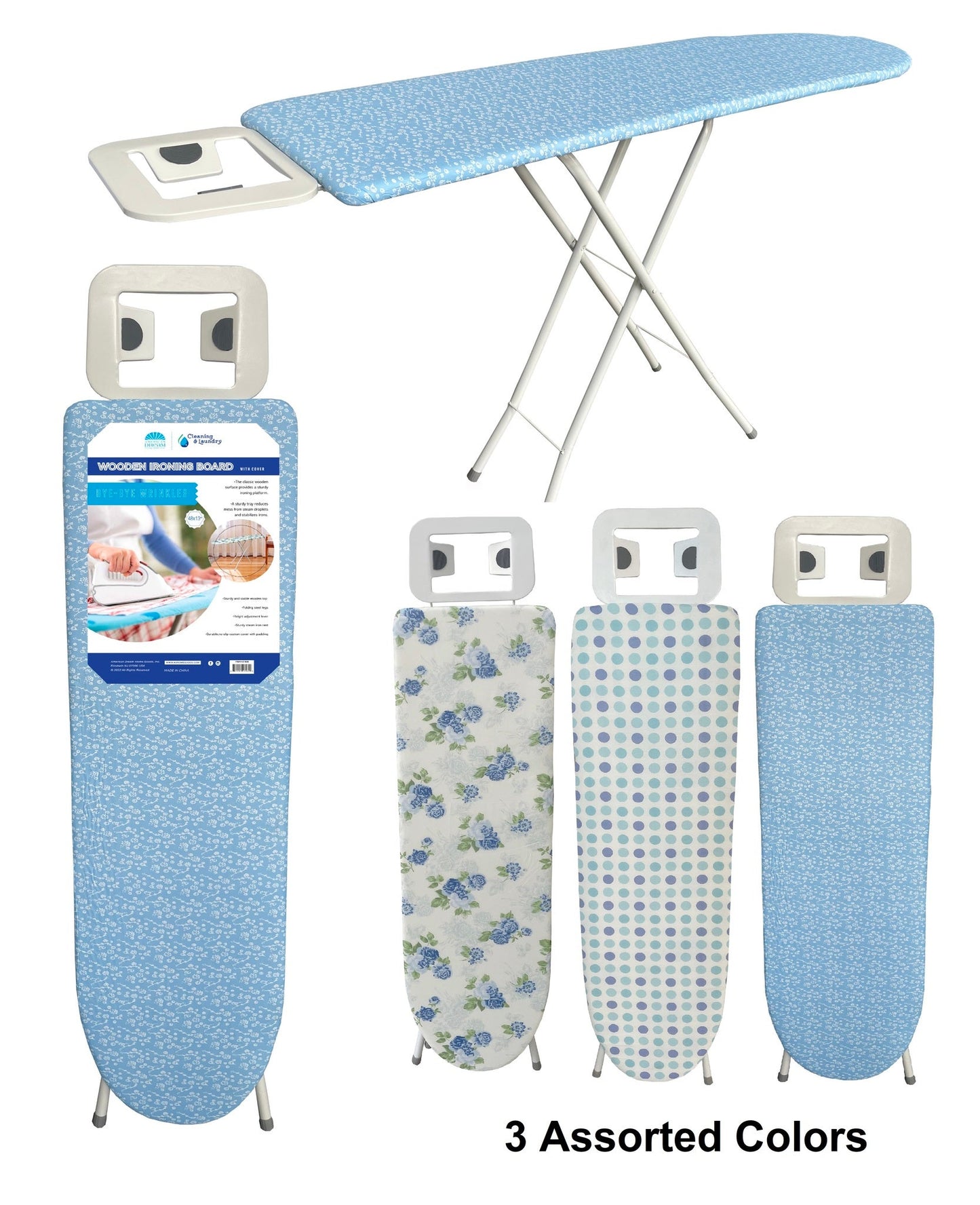 48" x 13" Wooden Ironing Board With Iron Rest
