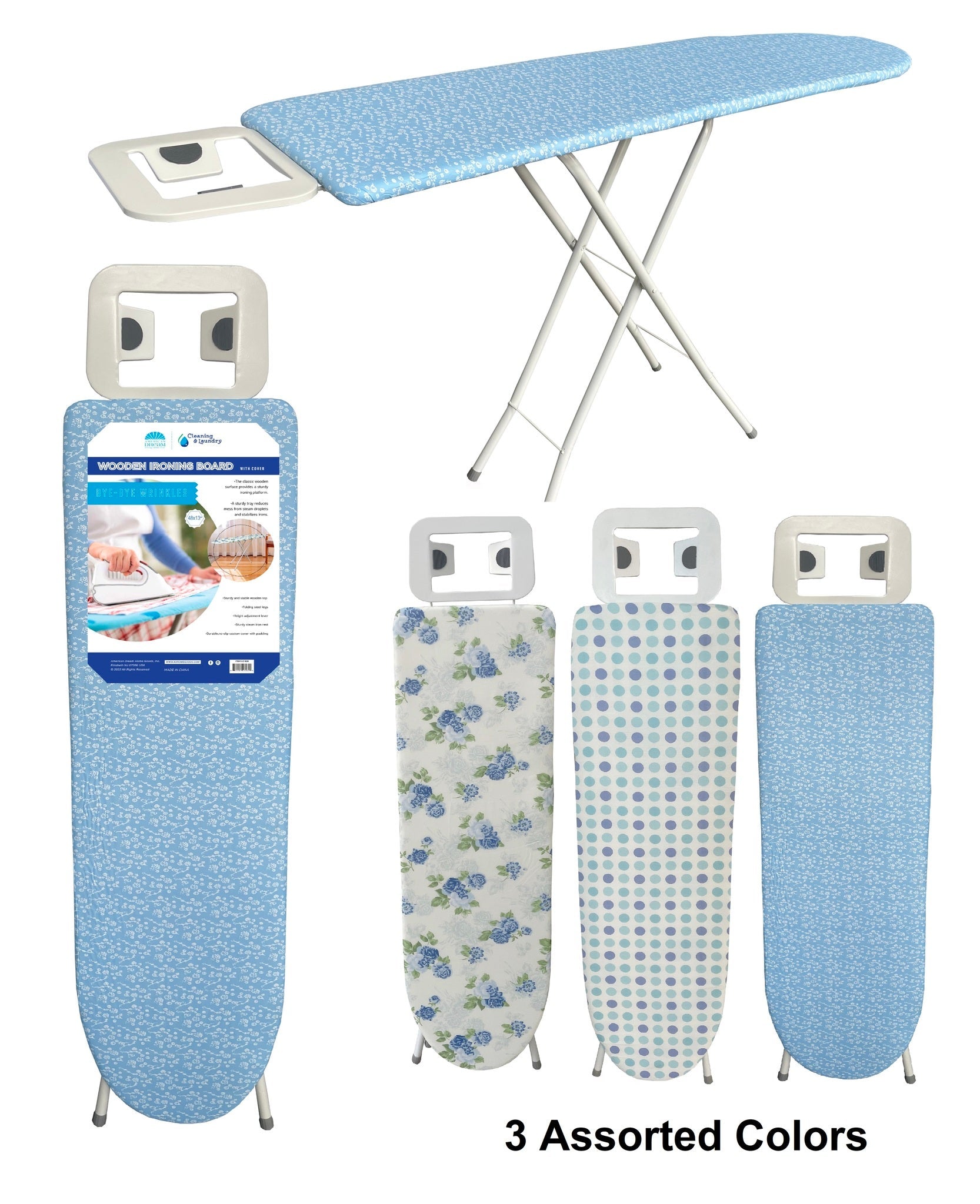 48" x 13" Wooden Ironing Board With Iron Rest