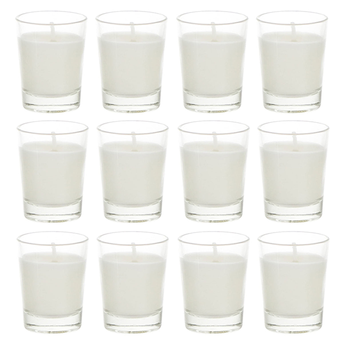 Mega Candles 12 pcs Unscented White Glass Container Candle, small