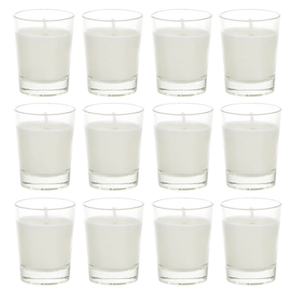 Mega Candles 12 pcs Unscented White Glass Container Candle, small