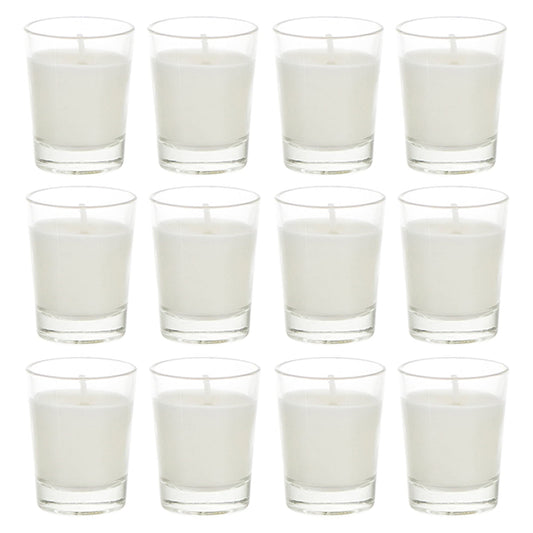 Mega Candles 12 pcs Unscented White Glass Container Candle, small