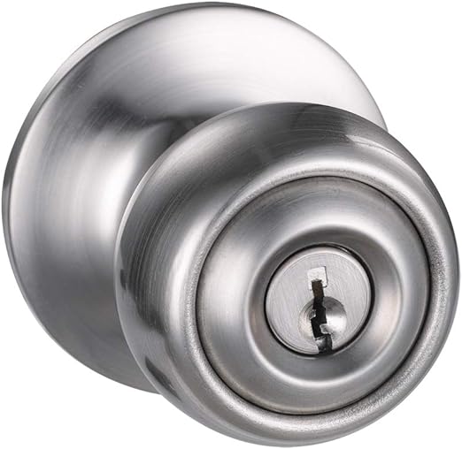 Hardware Satin Nickel Door Knob Lock (2 Pack, Keyed Entry)