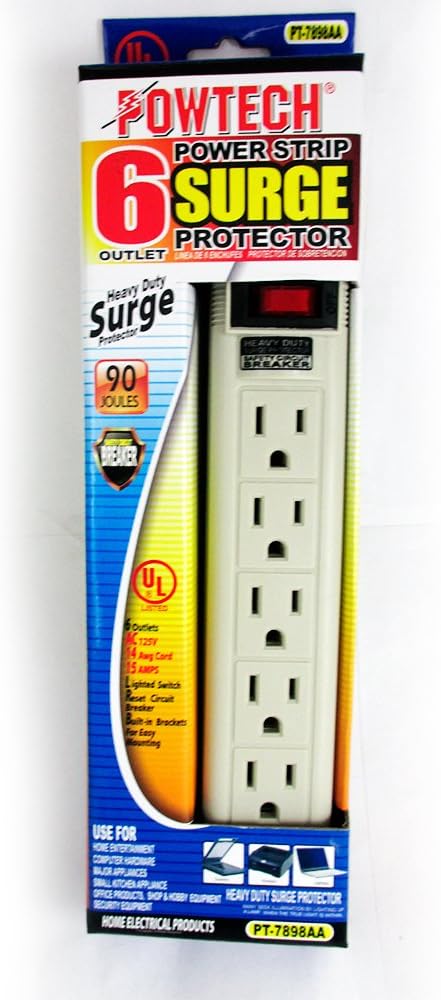 12 Power Strip 6 Plug Outlet Extension Cord Surge Protection 1.5ft 90 Joules UL