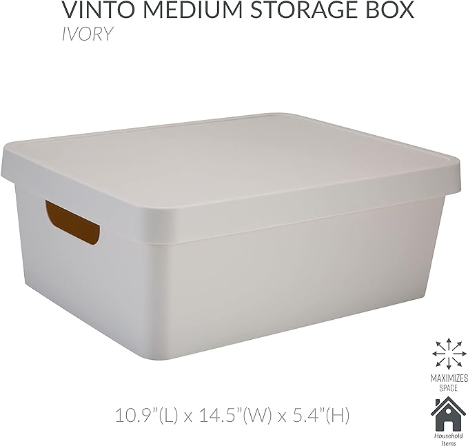 Simplify Medium Vinto Storage Box with Lid in Ivory