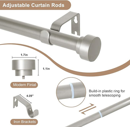 2 Pack Silver Curtain Rods for Windows 28 to 48 Inch(2.3-4ft)