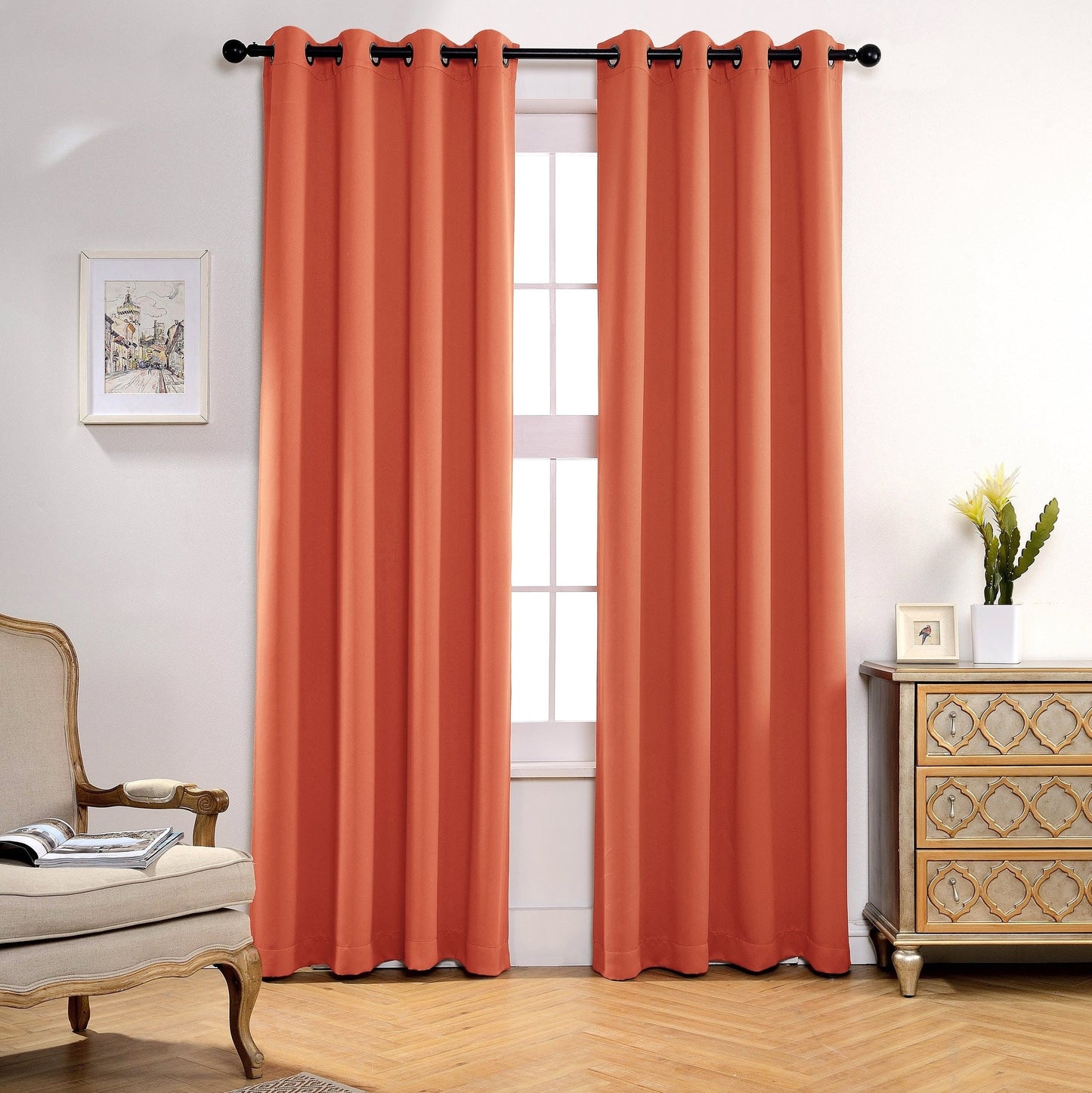 JEANNIE CORAL BLACKOUT GROMMET PANEL 54"X63"