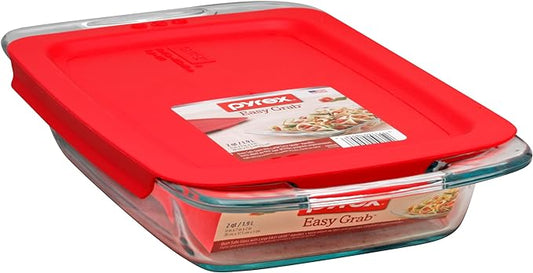 Pyrex Easy Grab Glass Baking Dish with Red Lid - 2 Quarts