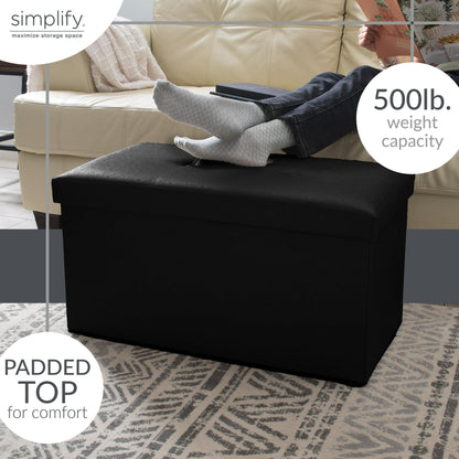 Simplify Faux Leather Folding Storage Ottoman