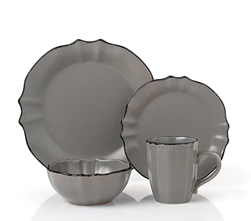 Lorren Home Trends Scalloped Edge 16 Piece Service for 4 Dinnerware Set - Thumbnail 4