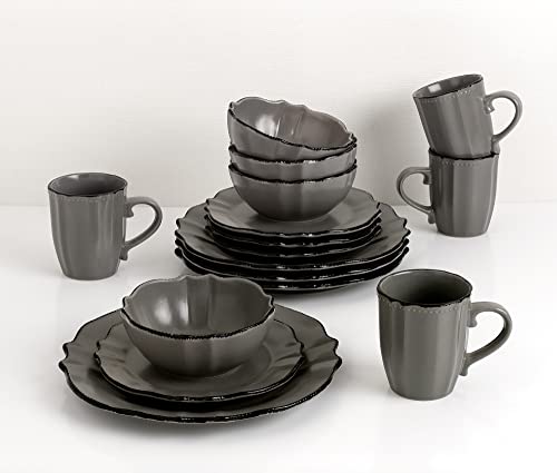 Lorren Home Trends Scalloped Edge 16 Piece Service for 4 Dinnerware Set - Thumbnail 3