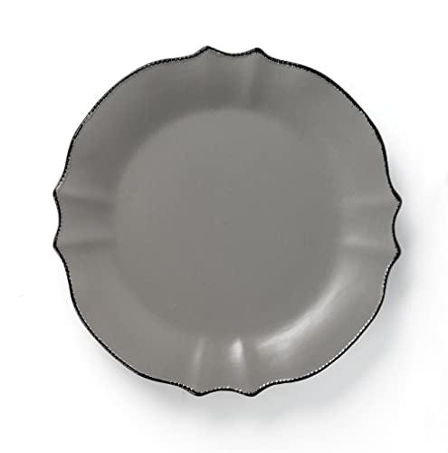 Lorren Home Trends Scalloped Edge 16 Piece Service for 4 Dinnerware Set - Gray