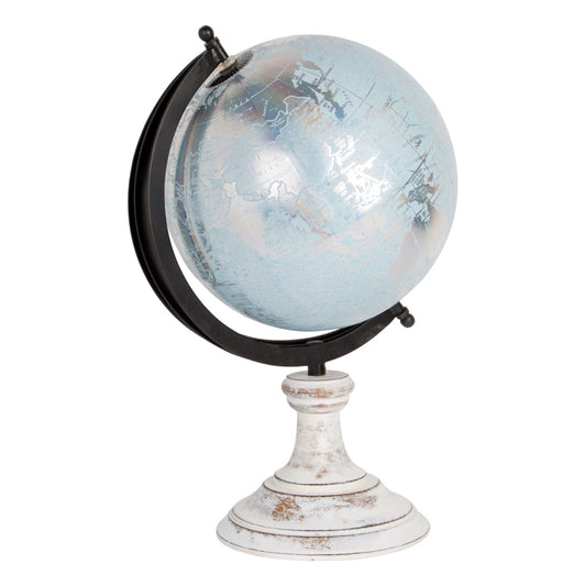 8" BLUE FOIL GLOBE WITH WOOD BASE