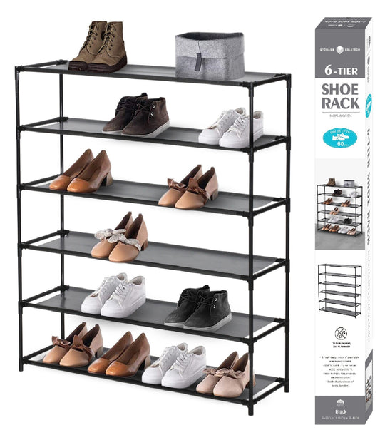 Black  6Tier NonWoven Shoe Rack, Holds 60 Shoes