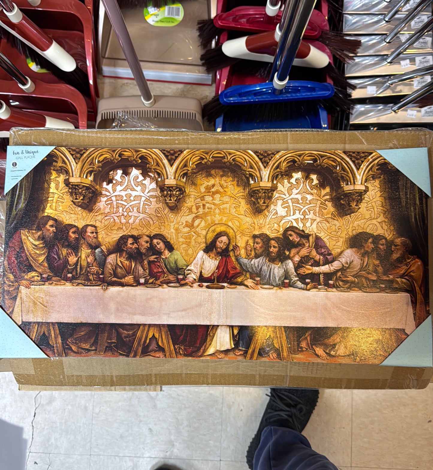 WOOD PLAQUE - LAST SUPPER - SIZE: 12" x 24"