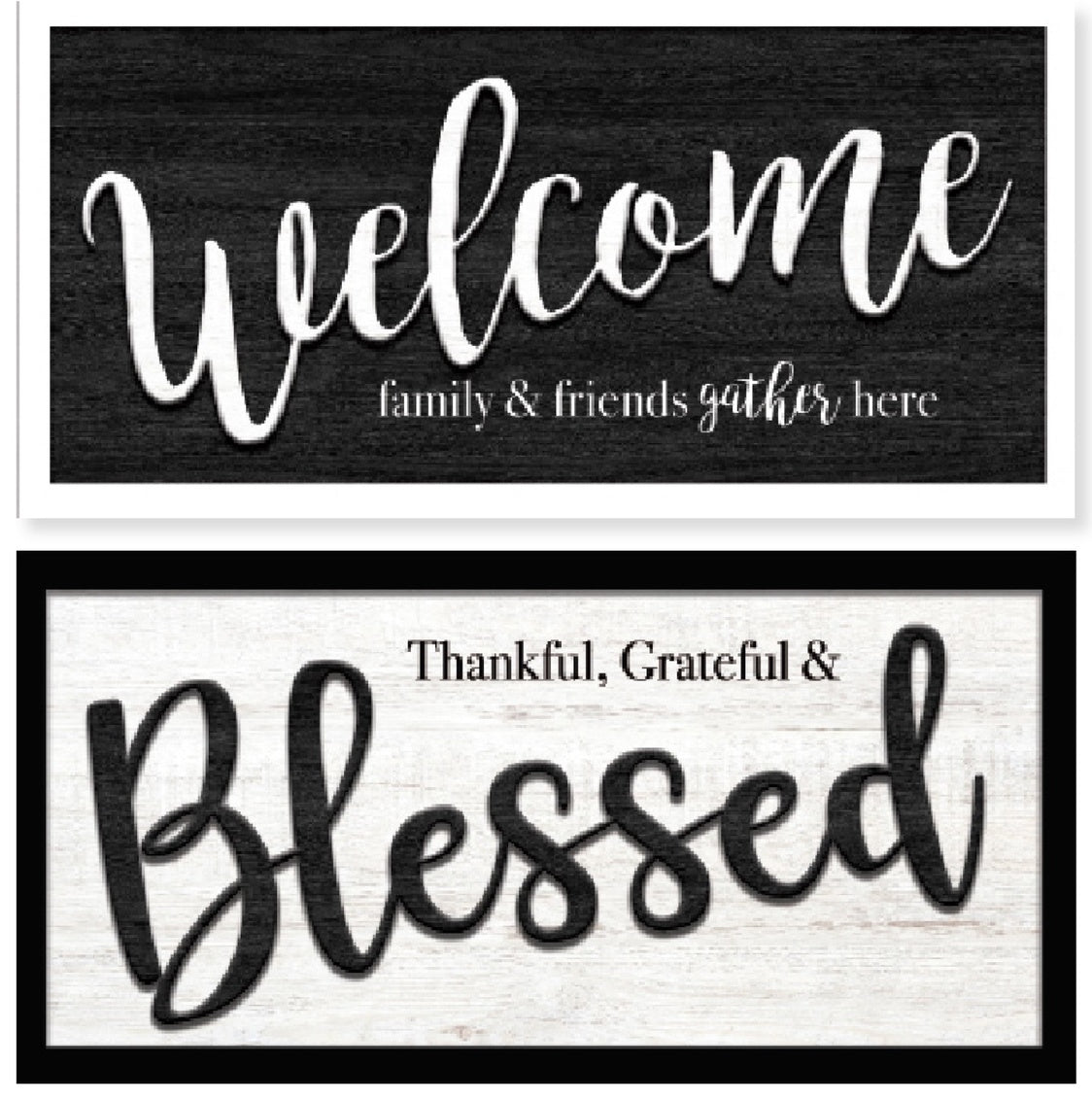 CARVED WOOD SHADOW BOX - WELCOME BLESSED - SIZE: 25" x 13"