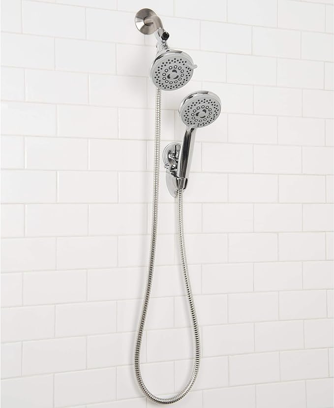 Bath Bliss 5 Function Luxury Dual Shower Head in Grey - 3.93" Rd X 9.5"