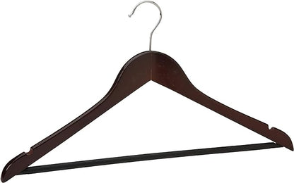 Simplify 3-Pack Mahogany Wood Roller Hangers, Brown