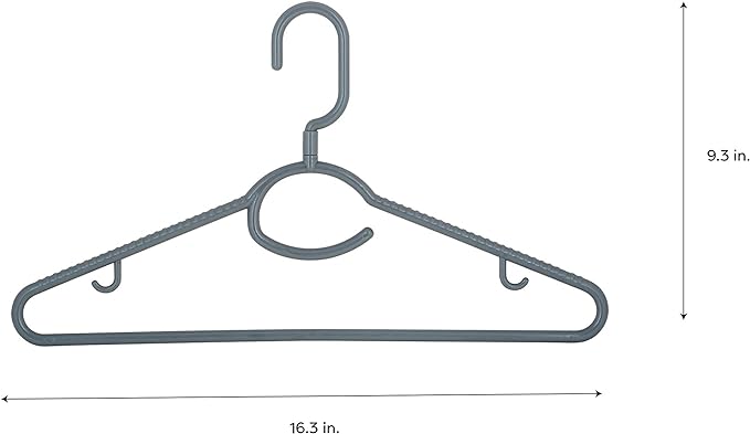 Woolite Swivel Neck Hanger with Accessory Hook | Pack of 5 - Grey