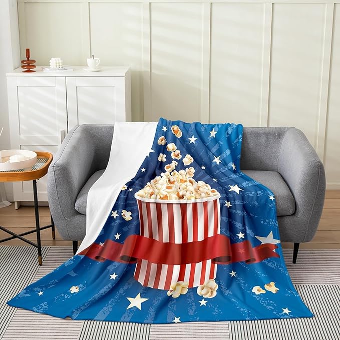 Ultra Plush Flannel Blanket - Vibrant Popcorn Ast Colors - Cozy 60"x84" Twin Size