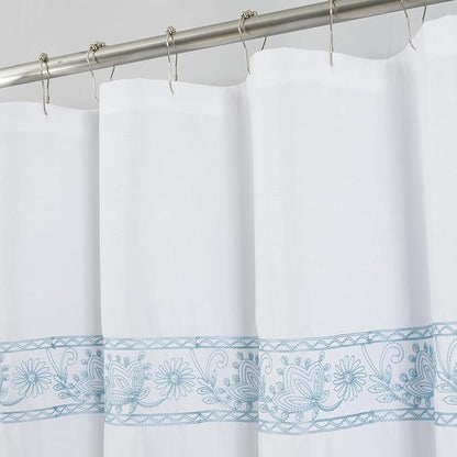 Bianca Embroidered Shower Curtain Blue