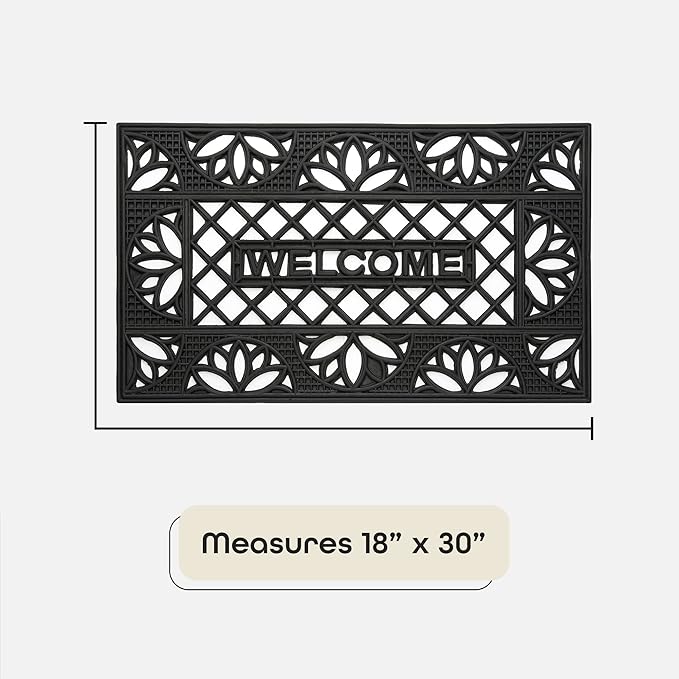 Wrought Iron Rubber Mat 18x30 - Tulip