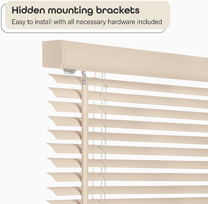 Cordless 1" Light Filtering Mini Blind, 34" Wide X 64" Long, Alabaster