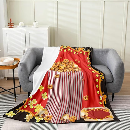 Ultra Plush Flannel Blanket - Vibrant Popcorn Ast Colors - Cozy 60"x84" Twin Size