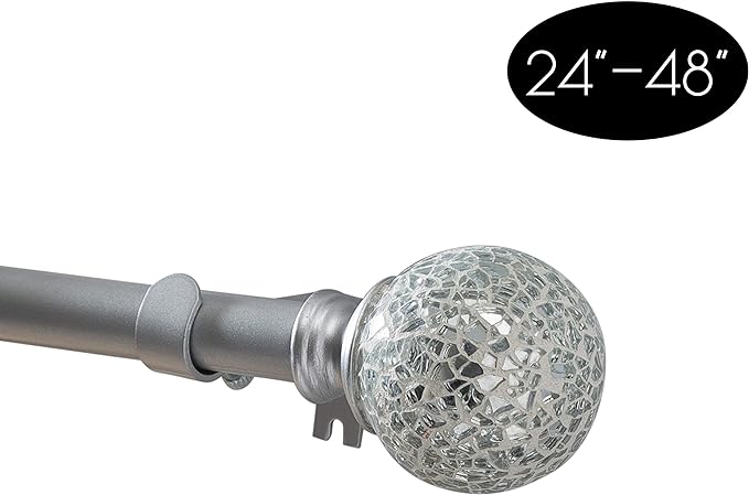 Home Details Palermo Adjustable 28"-48" Curtain Rod, Silver