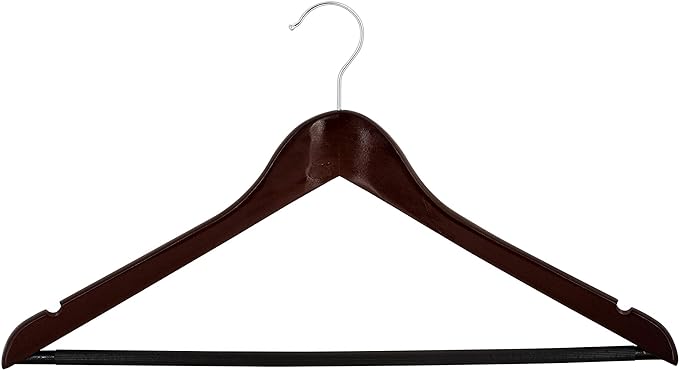 Simplify 3-Pack Mahogany Wood Roller Hangers, Brown