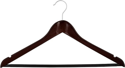 Simplify 3-Pack Mahogany Wood Roller Hangers, Brown