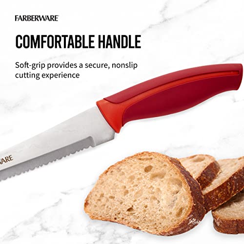 Farberware Precise Slice Bread Knife, 8 Inch, Maroon