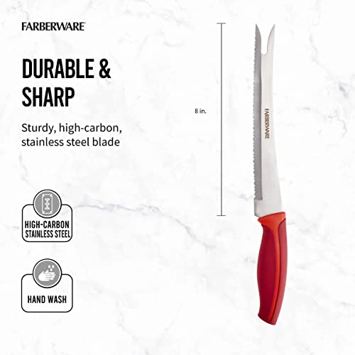 Farberware Precise Slice Bread Knife, 8 Inch, Maroon