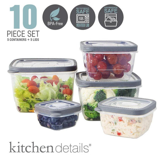 10 Pc Square Clear View Top, Durable Storage Set
