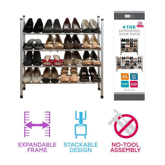 4-TIER EXPANDABLE SHOE RACK 12-24 PAIRS