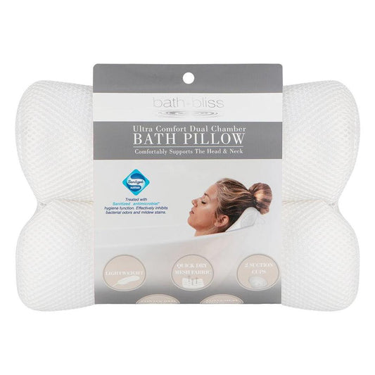 Sanitized Bath Pillow- Quick Dry - Ultra Comfort Dual Cylinder Micro Mesh