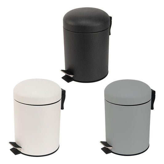 Stainless Steel 5L Round Pedal Bin Rubbish Dust Waste Bins Bucket Toilet Bath Home Bathroom Kitchen