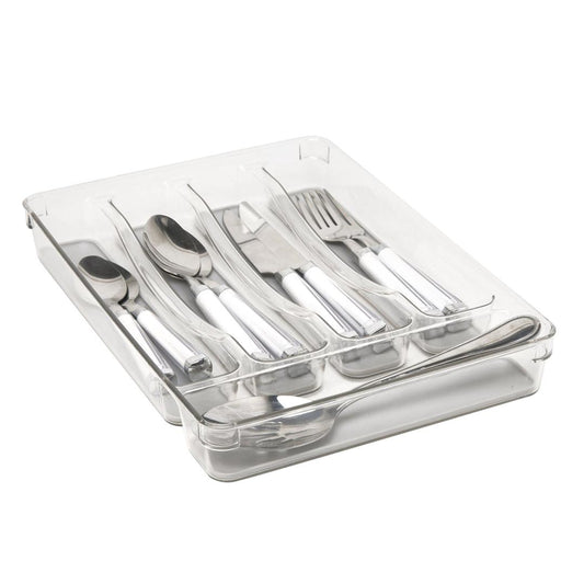 Kitchen Details Utensil and Cutlery Drawer Organizer, 5 Compartment, Clear