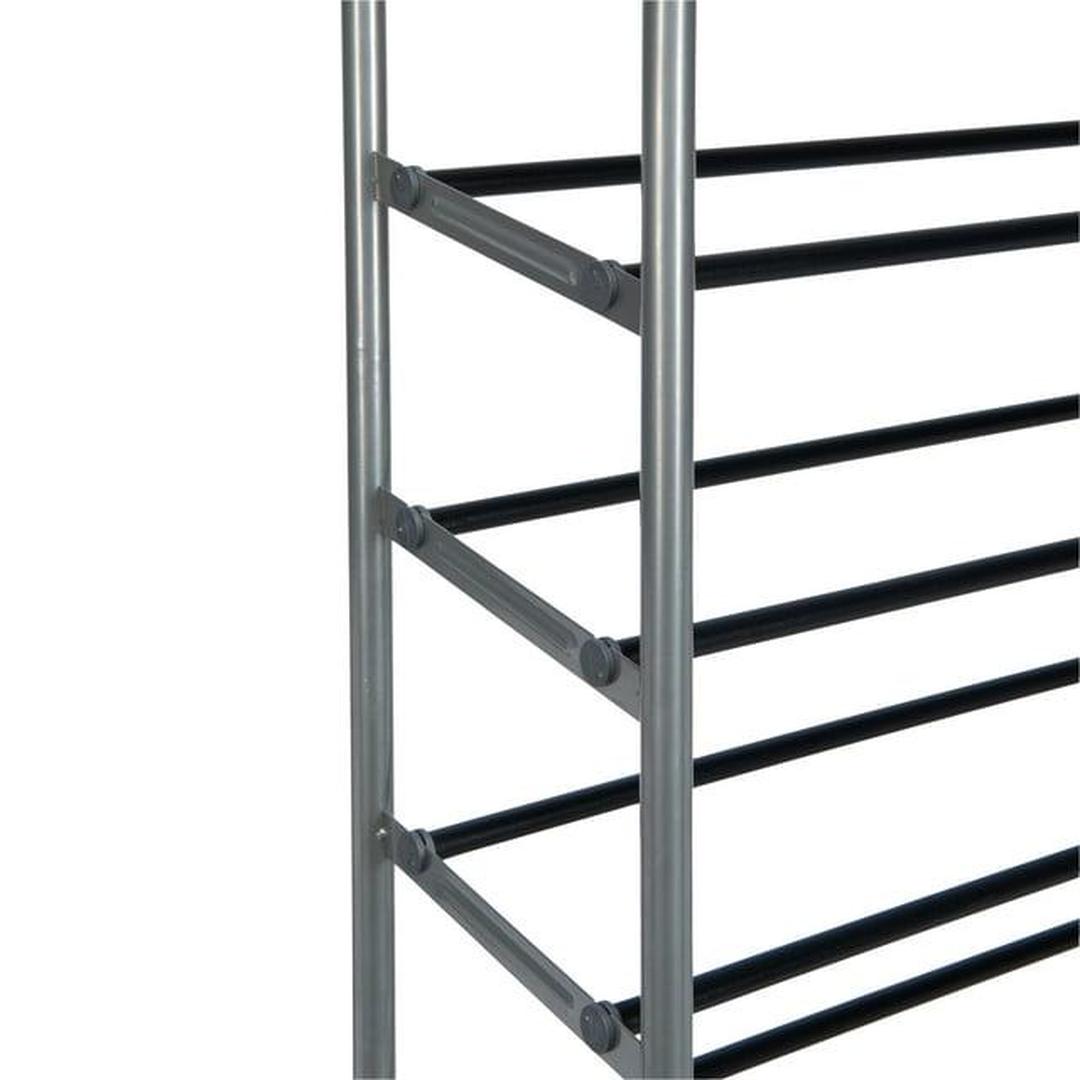 Simplify 10 Tier Space Saving Mobile 40 Pair Shoe Rack | Plastic and Metal | Grey