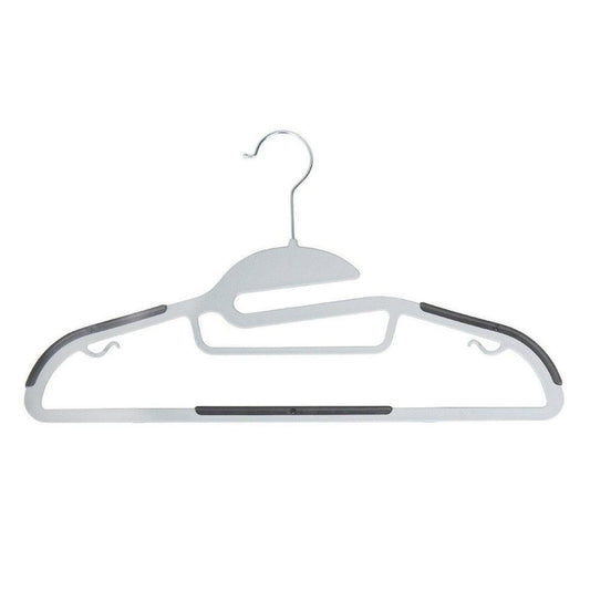 Simplify 8 Pack S-Shape Non Slip Plastic Shirt Hanger with Tie Bar in White