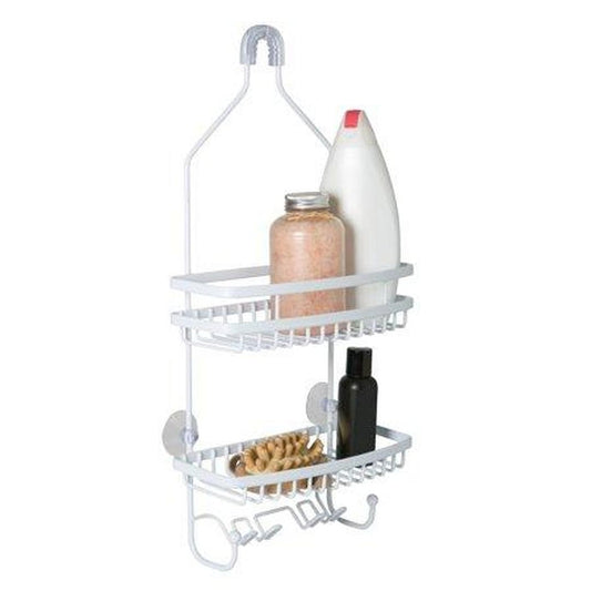 PE Coated Flat Wire Shower Caddy - Venice - White