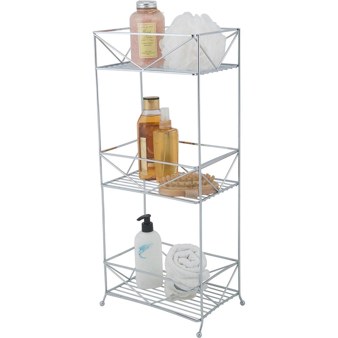 Bath Bliss Geode 3 Tier Spa Tower in Chrome Towel Stand