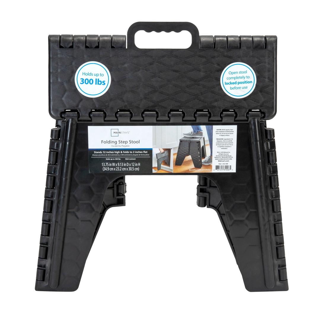 12 Inch Deep Stool Mainstays Folding Step Stool 12 Inch - Black - Dimensions: 13.7 X 9.13 ...