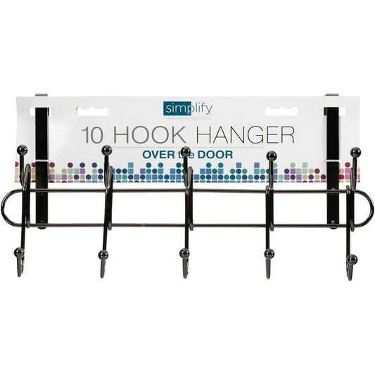 Simplify 10 Hook Over-the-Door Organizers, Black