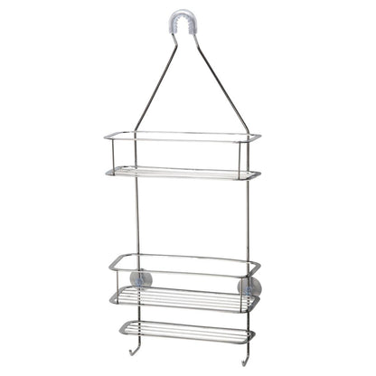 Bath Bliss Mod Shower Caddy - 3 Shelves, 2 Hooks, Rust-Resistant Chrome, Fits Most Shower Heads - 10.75" x 4.7" x 25