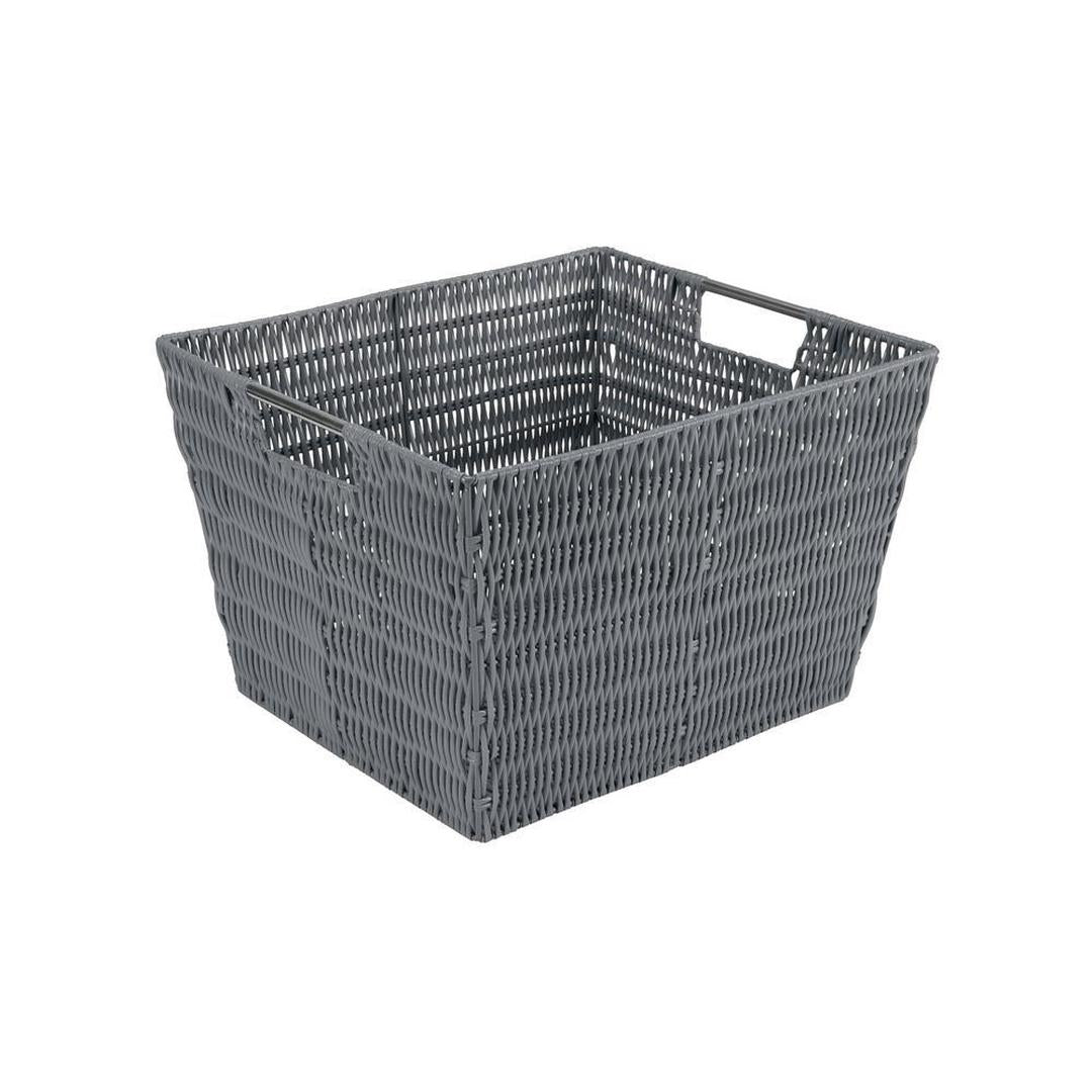 Simplify Large Rattan Tote Storage Basket in Charcoal