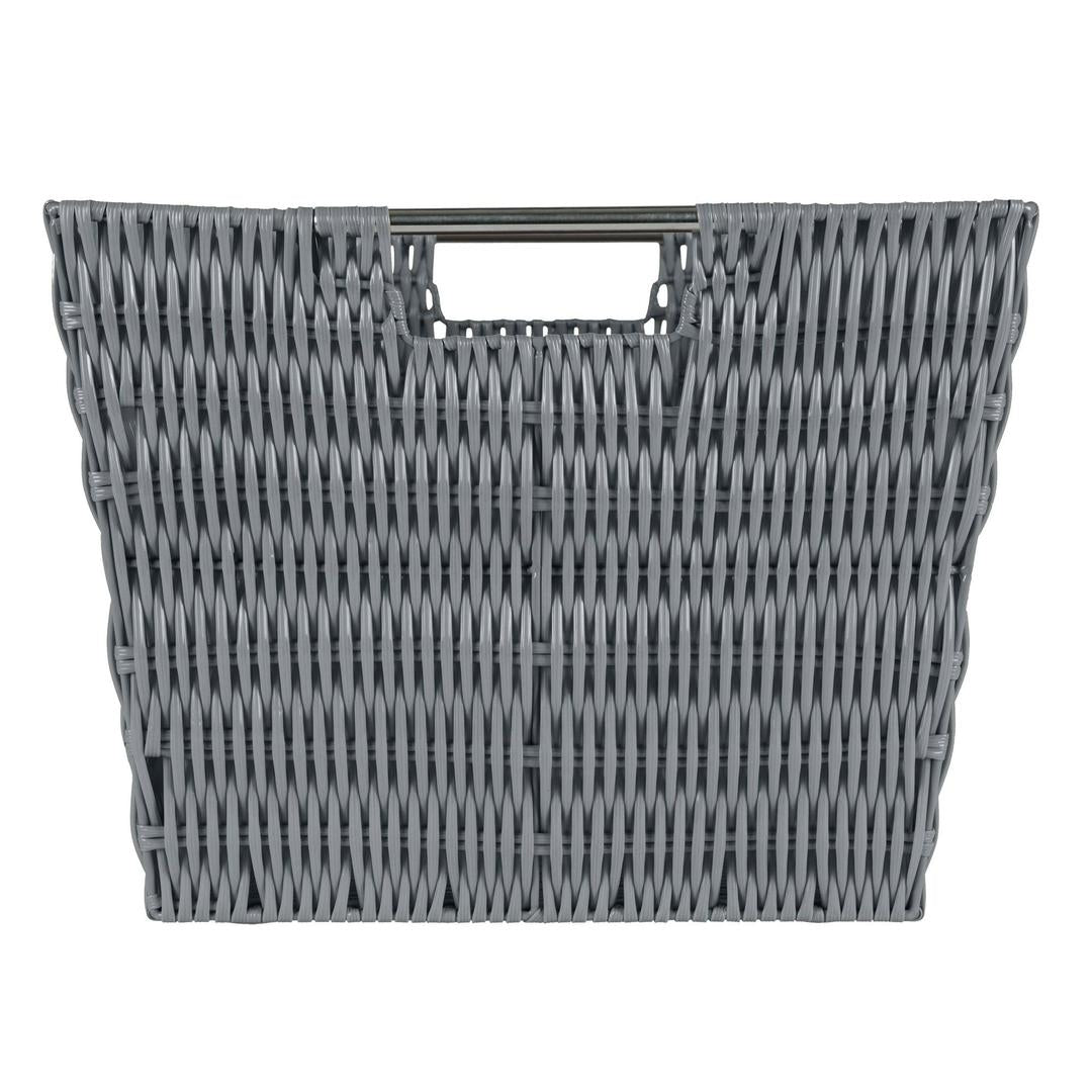 Simplify Large Rattan Tote Storage Basket in Charcoal