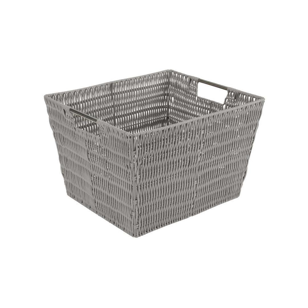 Simplify Large Rattan Tote Storage Basket in Grey