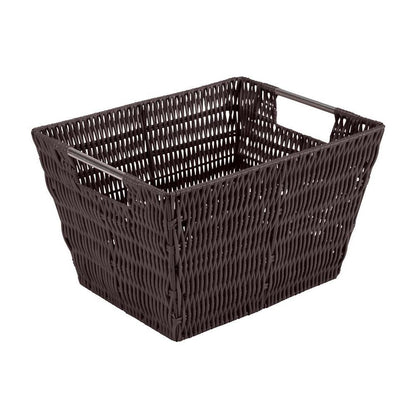 Simplify Medium Rattan Storage Tote Basket in Chocolate